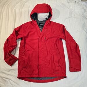 Lands End Men's Rain Coat Shell Windbreaker Red Waterproof Mens Small Hooded